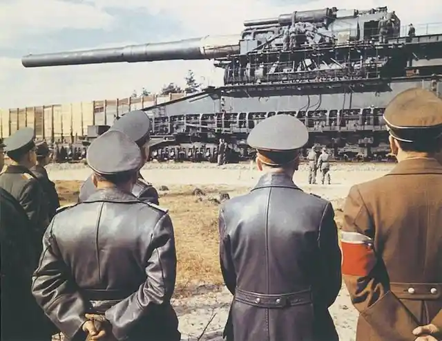 2. Hitler and Speer were mesmerized by the Schwerer Gustav, one of the largest piece of artillery ever used in Combat (1941)