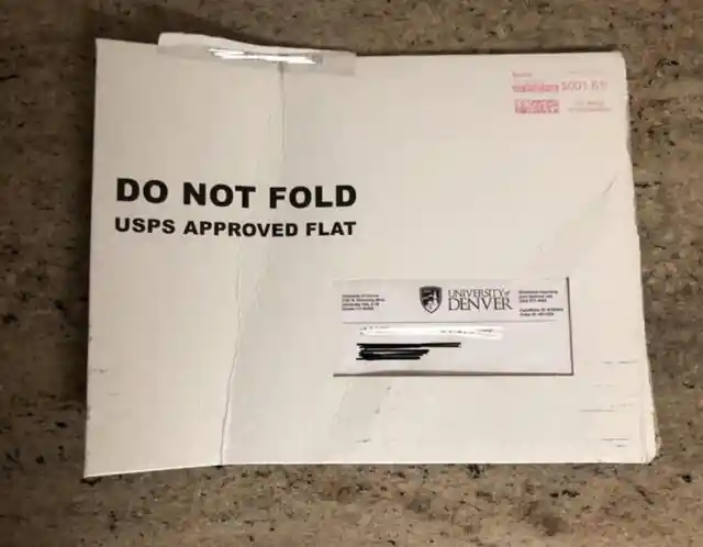 “USPS bent my diploma. I have no words.”