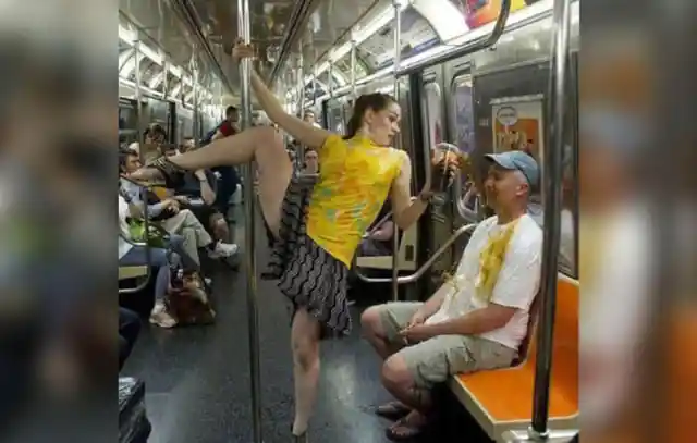 Pole Dancing On Public Transport