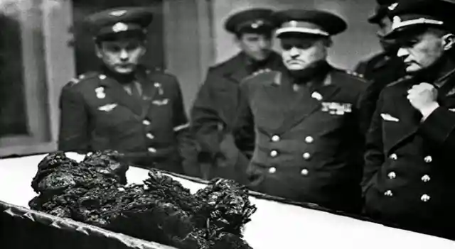 43. Remains of cosmonaut Vladimir Komarov, who fell from space, 1967.