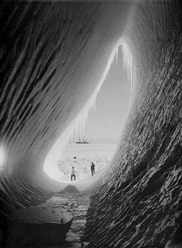 21. Grotto in iceberg during the British expedition of Antarctica, 1911.