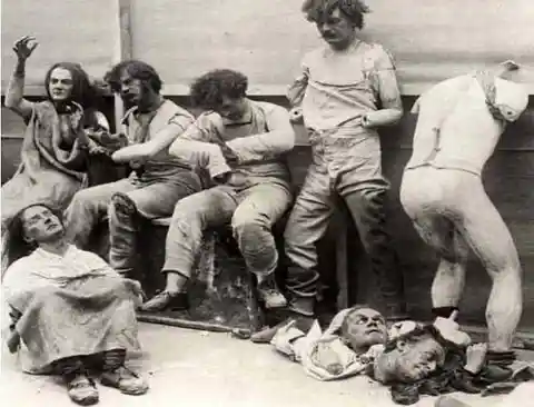 46. Melted mannequins at Madam Tussaud’s London wax museum after a fire, 1925.