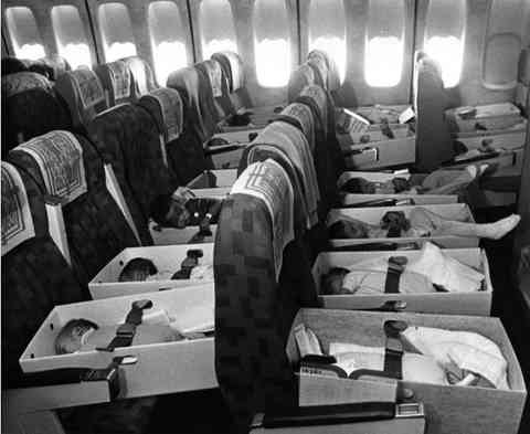 50. Babies who lost their parents during the Vietnam War are airlifted back to the United States for adoption, 1975.