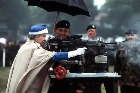 48. Queen Elizabeth II fires a British L85 battle rifle (1993)